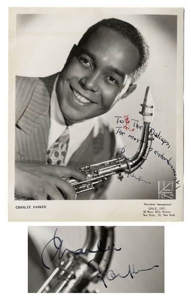 Charlie Parker Rare Signed 8'' x 10'' Photo -- With Roger Epperson COA